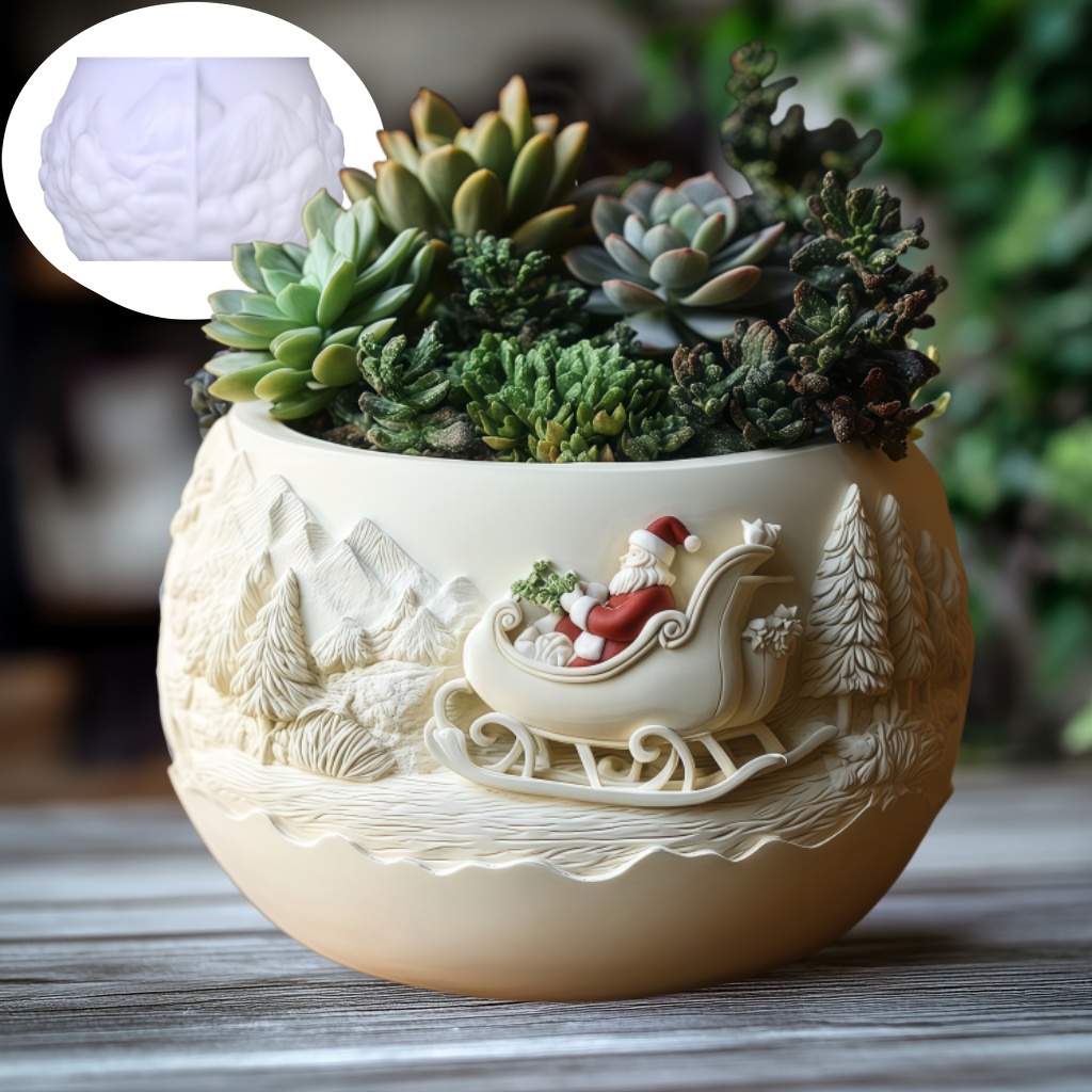 Potsticker Mold - Zedern Schlitten Weihnachtsmann Relief Kerze Tasse